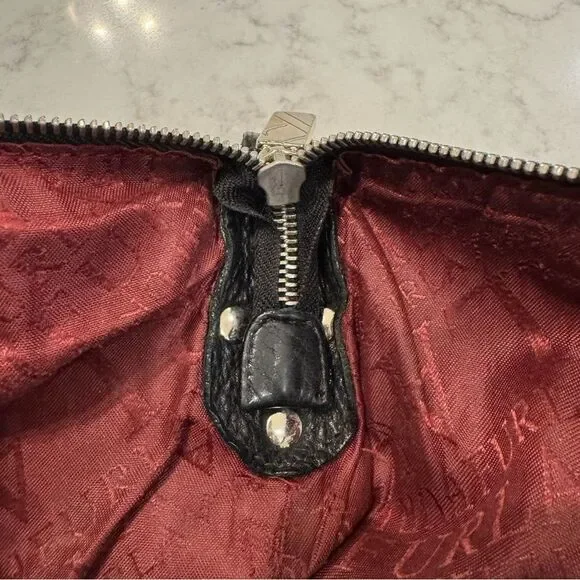 Vintage FURLA Black Studded Leather Hobo Shoulder Bag – Made in Italy